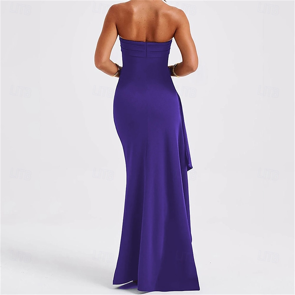 Marlene trubkové párty šaty elegantní šaty svatební svatební hosté podlahová délka bez rukávů bez ramínek polyester bez zad s rozparkem 2025 - $99.99 –P4