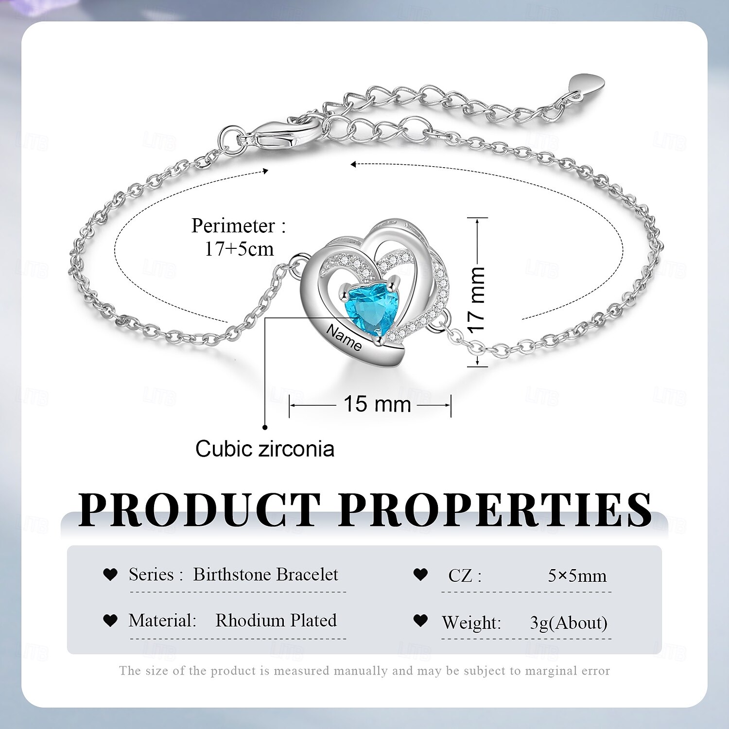 personlig fødselsstein armbånd tilpasset gave til mamma kone kjæreste, bursdag jubileum valentinsdag mors dag 2025 - $17.99 –P2