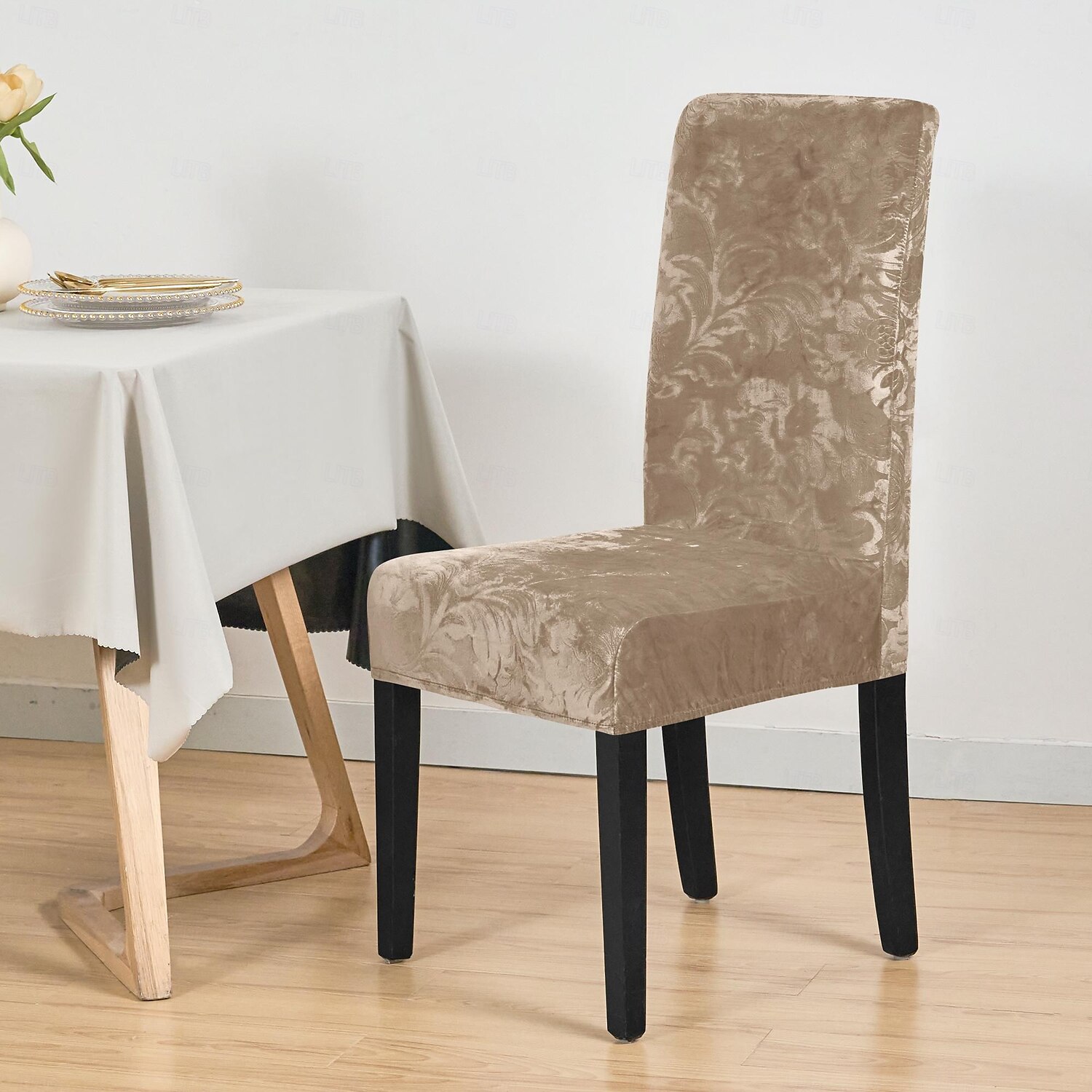 2 fundas elásticas de terciopelo para silla de comedor, fundas protectoras para silla con banda elástica para comedor, ceremonia de boda, banquete, decoración del hogar. 2025 - $27.99 –P8