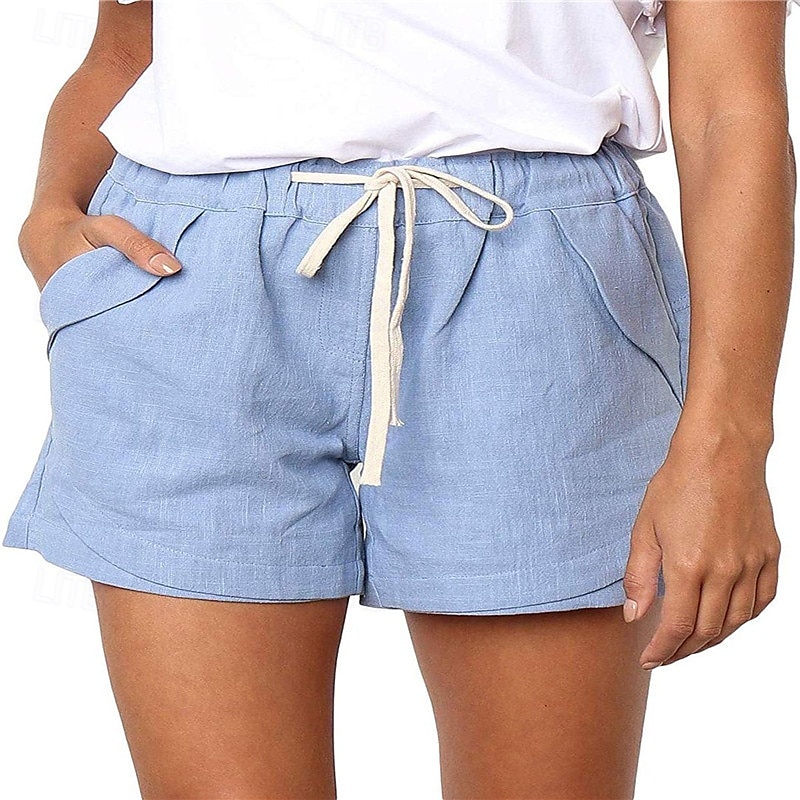 Dámské šortky baggy kalhoty chinos móda streetwear základní krátké vysoký pas jednobarevné kapsy elastický pás pohodlné měkké mikroelastické venkovní ulice černá khaki světle modrá šedá léto 2025 - $15.99 –P1
