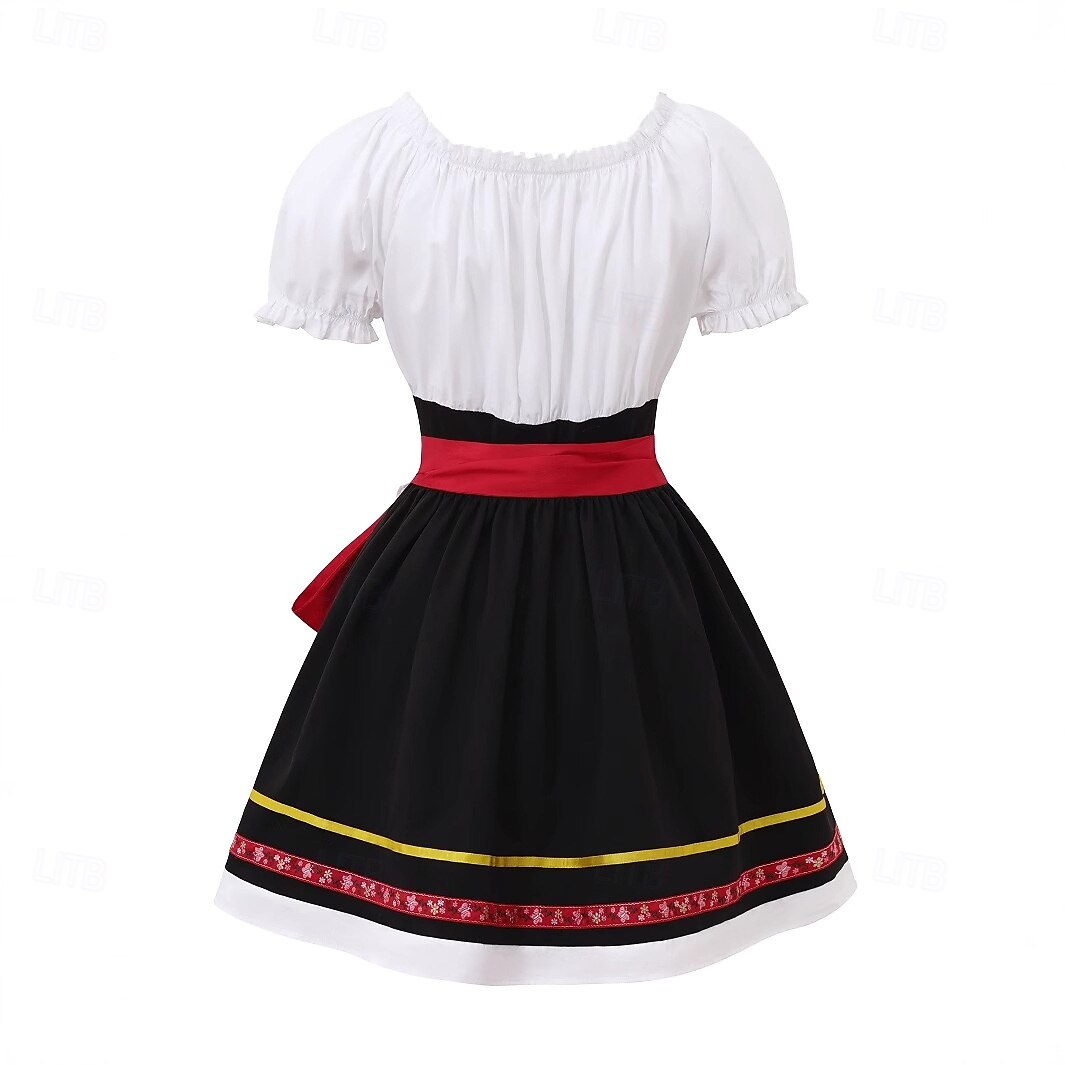 Rochie de costumul de bere dirndl Oktoberfest pentru femei cu șorț stil tradițional bavarez Wiesn pentru Oktoberfest 2025 - $39.99 –P2