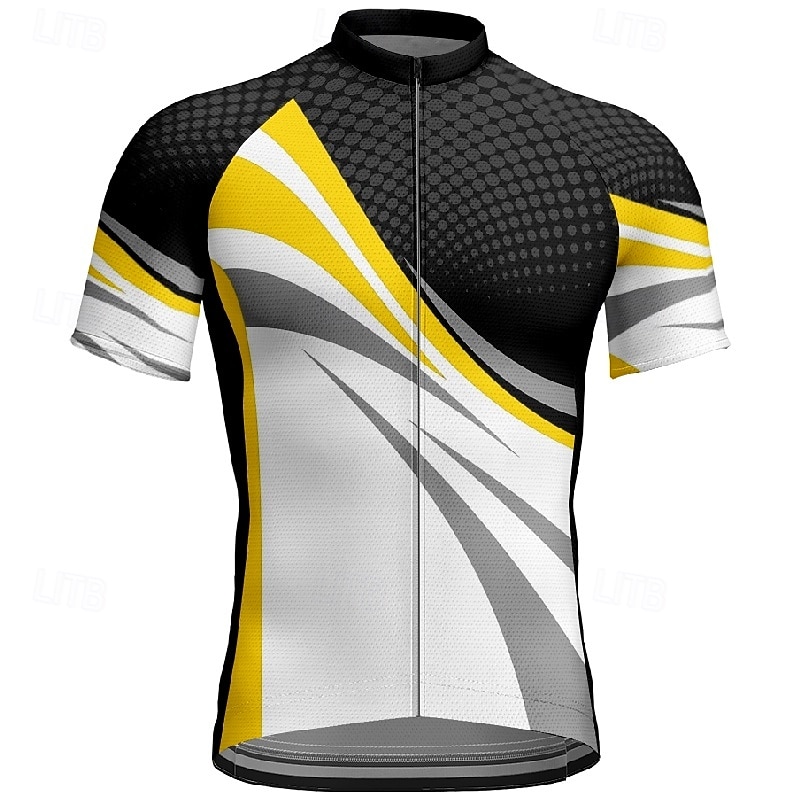 Per uomo Maglia da Ciclismo Geometrico Manica Corta Bicicletta Maglietta Maglia con 3 tasche posteriori Mountain Bike MTB Asciugatura Rapida Design Anatomico Assorbente Traspirante Gli sport Giallo del 2026 a $30.99 –P14