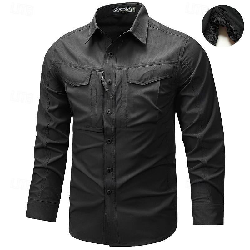 Herren Hemd Sommerhemd Freizeithemd Knopfhemd Cargohemd Schwarz Kaki Armeegrün Langarm Einfach Hemdkragen Urlaub Hawaiianisch Tasche Bekleidung 100% Baumwolle Mode Lässig Bequem 2025 - $47.99 –P2