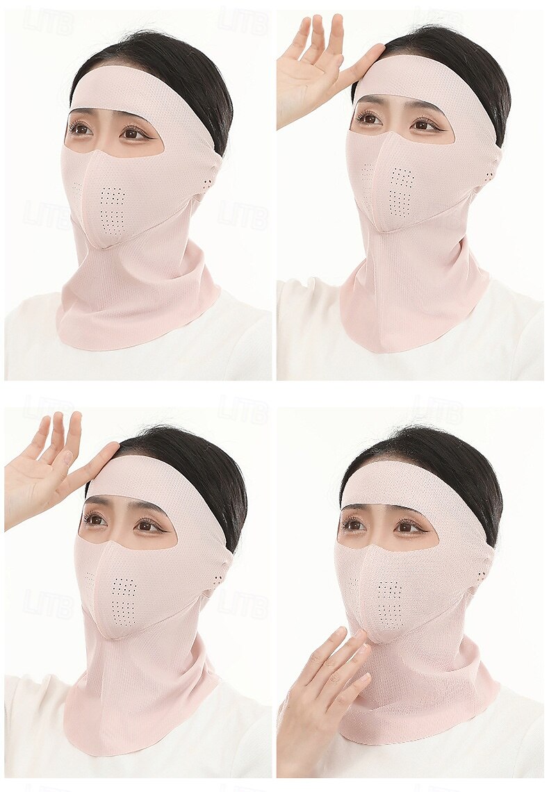 Mascarilla de moda transpirable para mujeres protector solar de primavera y verano facekini de hielo de seda sin costuras 2025 - $30.99 –P1