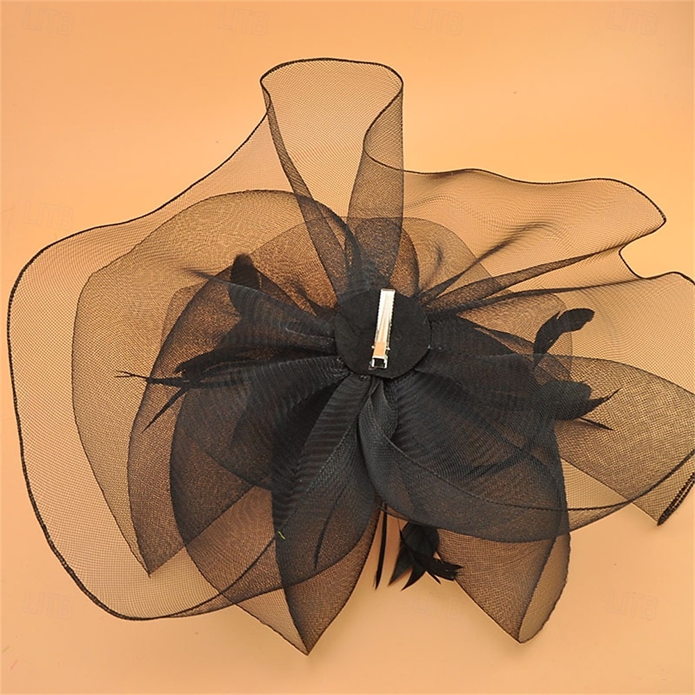 Coiffe Tulle Chapeau Fedora Mariage Anniversaire Soirée Fête du thé Course de Chevaux Élégant ancien Mignon Avec Plume Casque Couvre-chef de 2025 ? $19.99 –P7