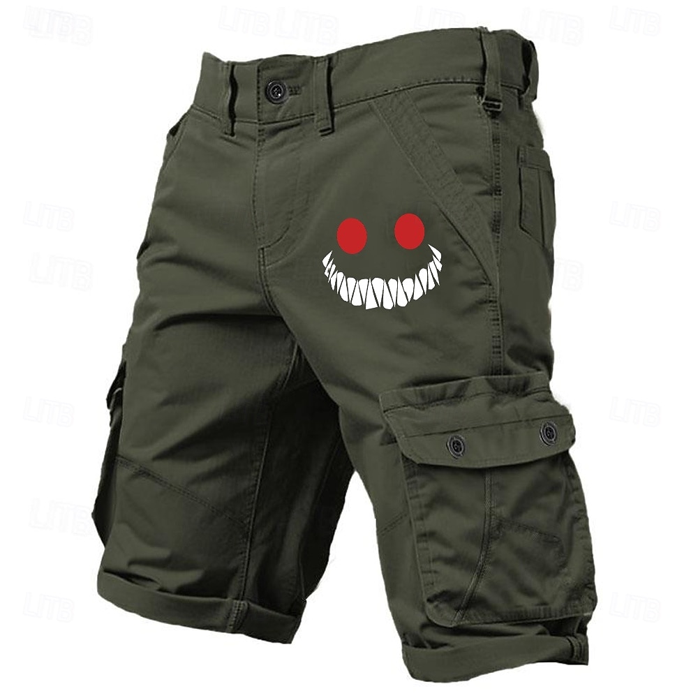 Men's Graphic Novelty Smile Face Cargo Shorts Work Shorts Mid Waist Classic Casual Outdoor Camping & Hiking Multiple Pockets Designer Clothing Apparel 2026 - $32.99 –P2