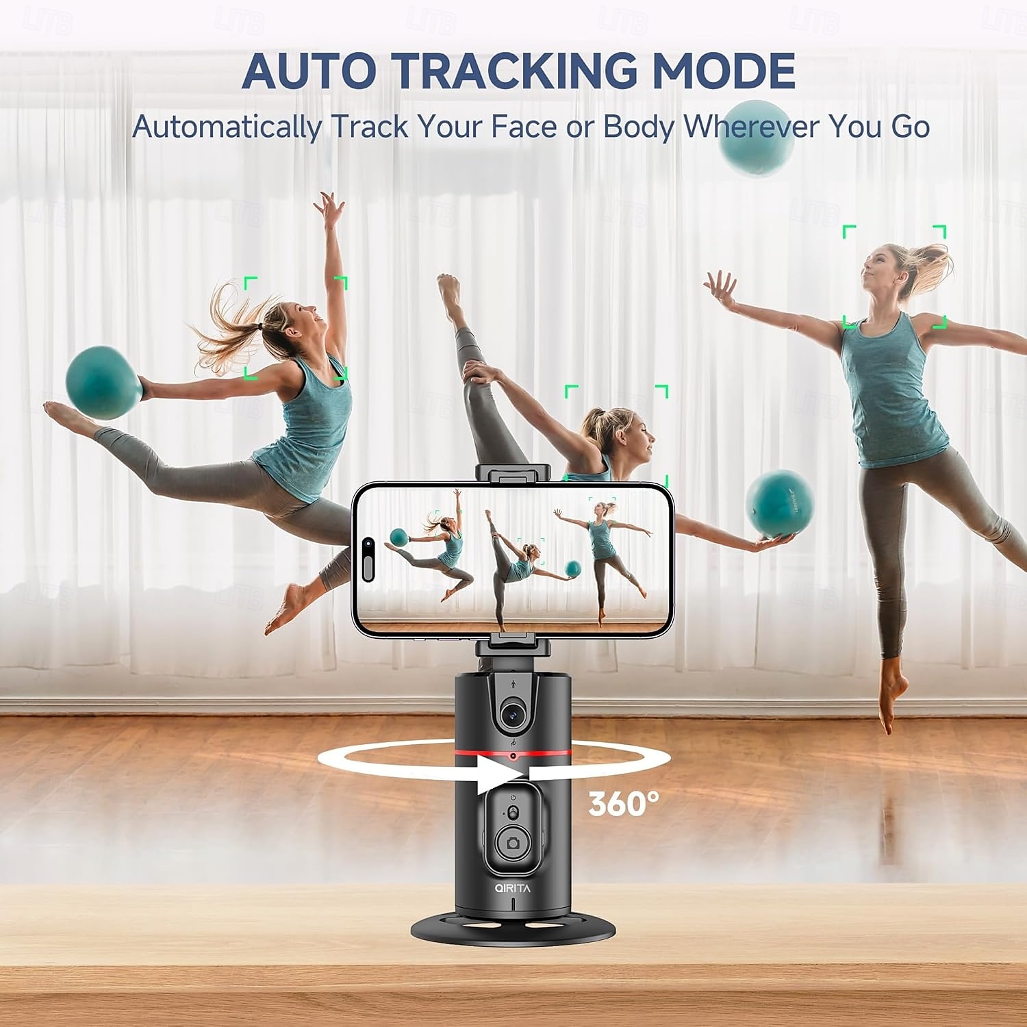 Support de téléphone à suivi automatique, support de caméra de téléphone à rotation à 360 degrés, support de suivi de prise de vue intelligent avec perche à selfie à distance pour iPhone Android, de 2025 ? $29.99 –P9