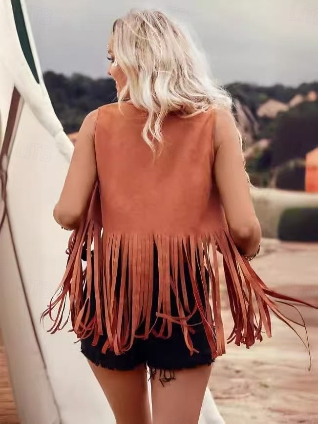 Retró Boho 1970-es évek Velúr mellény Hippi Rojt Jelmez Női Farsang Alkalmi / Napi Pride Parade Büszkeség hónapja Felnőttek Mellény 2026 - $23.99 –P2