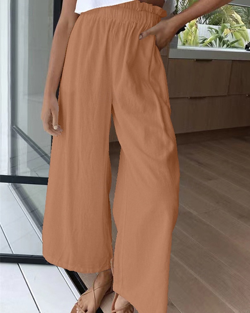 Per donna Culotte Gamba Larga Pantaloni in cotone e lino Pantaloni Eleganti Moda Streetwear Lunghezza intera Naturale Semplice Elastico in vita Comodo All'aperto Confortevole Streetwear Uscire Bianco del 2025 a $28.99 –P7