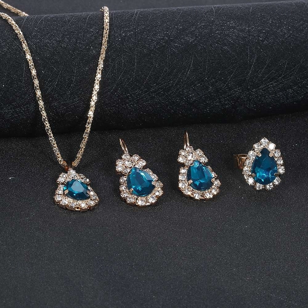 Conjunto de joias para presente para mulheres, colar elegante, brincos, anel em caixa de presente, presente perfeito para mãe, esposa, namorada, dia das mães, dia dos namorados, natal, aniversário de 2025 por $12.99 –P6