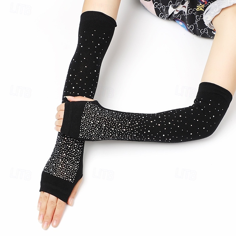 Luvas longas de meio dedo, outono e inverno, versão coreana, novas luvas para dança de rua, internet, luvas com dedos expostos, capa de braço de malha de 2025 por $9.99 –P5
