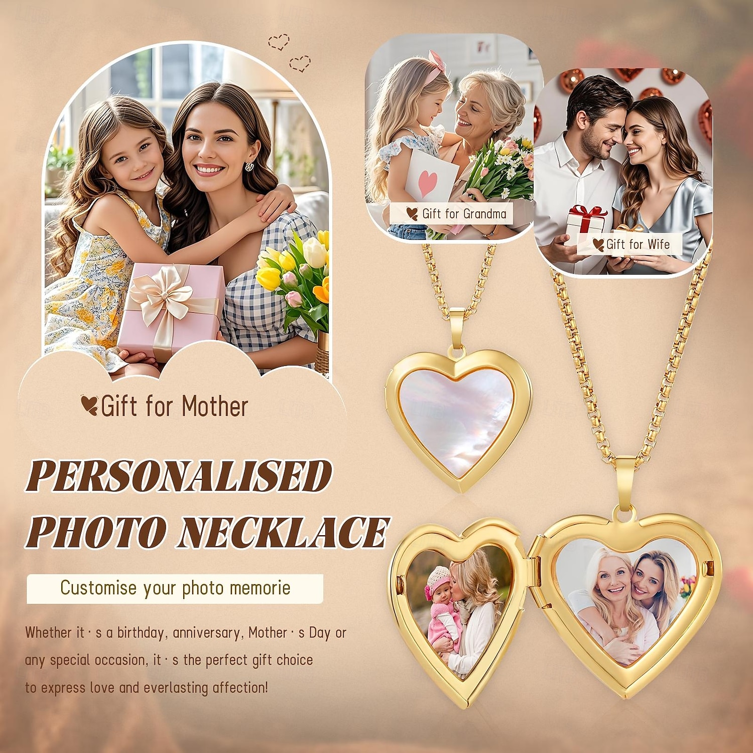 Personalized Photo Album Locket Necklace Custom Best Gift for Mom, Folding Memory Pendant for Wife Girlfriend Daughter Friend, Mother's Day Valentine's Christmas Birthday Keepsake 2025 - $21.99 –P4