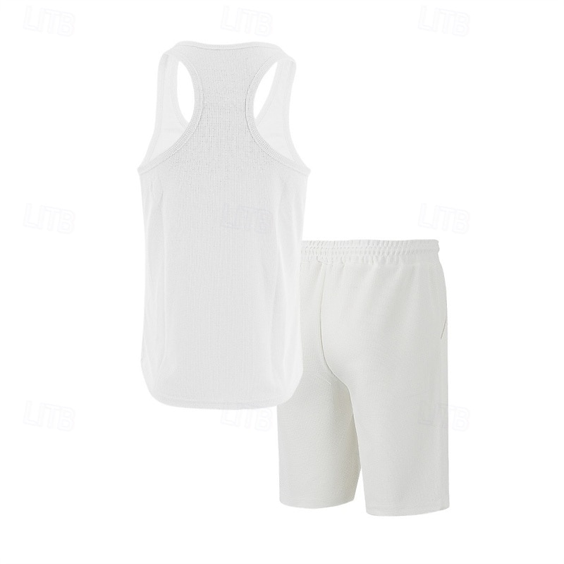 Hombre Tanque Chaleco Trajes de camiseta Trajes de 2 piezas Sin Mangas Cuello Barco Verano Plano Moda Casual 2 Piezas Vacaciones Ropa Cotidiana Noche Blanco Vino Verde Oscuro Camiseta superior para 2025 - $28.99 –P3