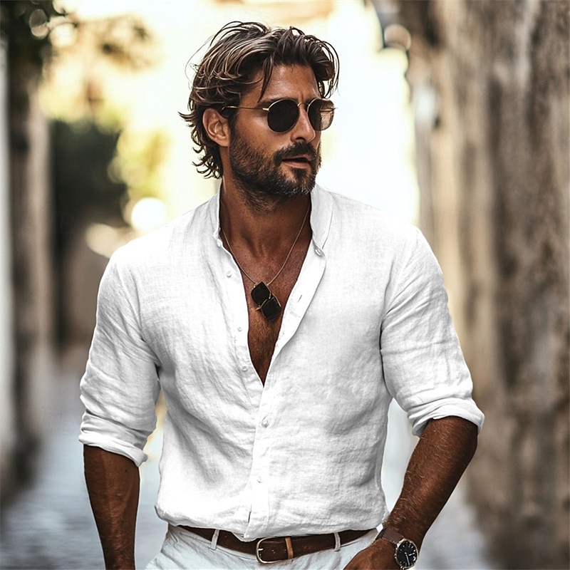 Per uomo Camicia Camicia con colletto alla coreana Camicia Estiva Abbigliamento da spiaggia Camicia casual Camicia con Bottoni Semplice Vacanza Abbigliamento quotidiano Nero Bianco Azzurro cielo Verde del 2026 a $25.99 –P9