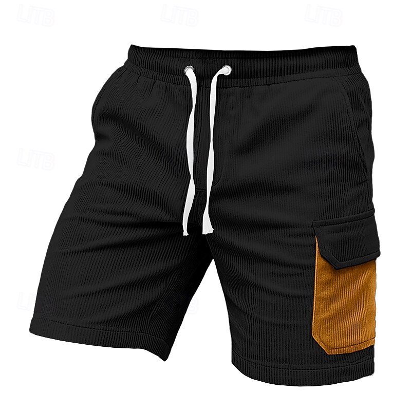 Homens Bermuda Cargo Calças de Veludo Shorts de acampamento Calção Shorts de praia Com Cordão Cintura elástica Bolso multi Bloco de cor Tecido Conforto Macio Comprimento do joelho Ao ar livre Casual de 2025 por $21.99 –P1