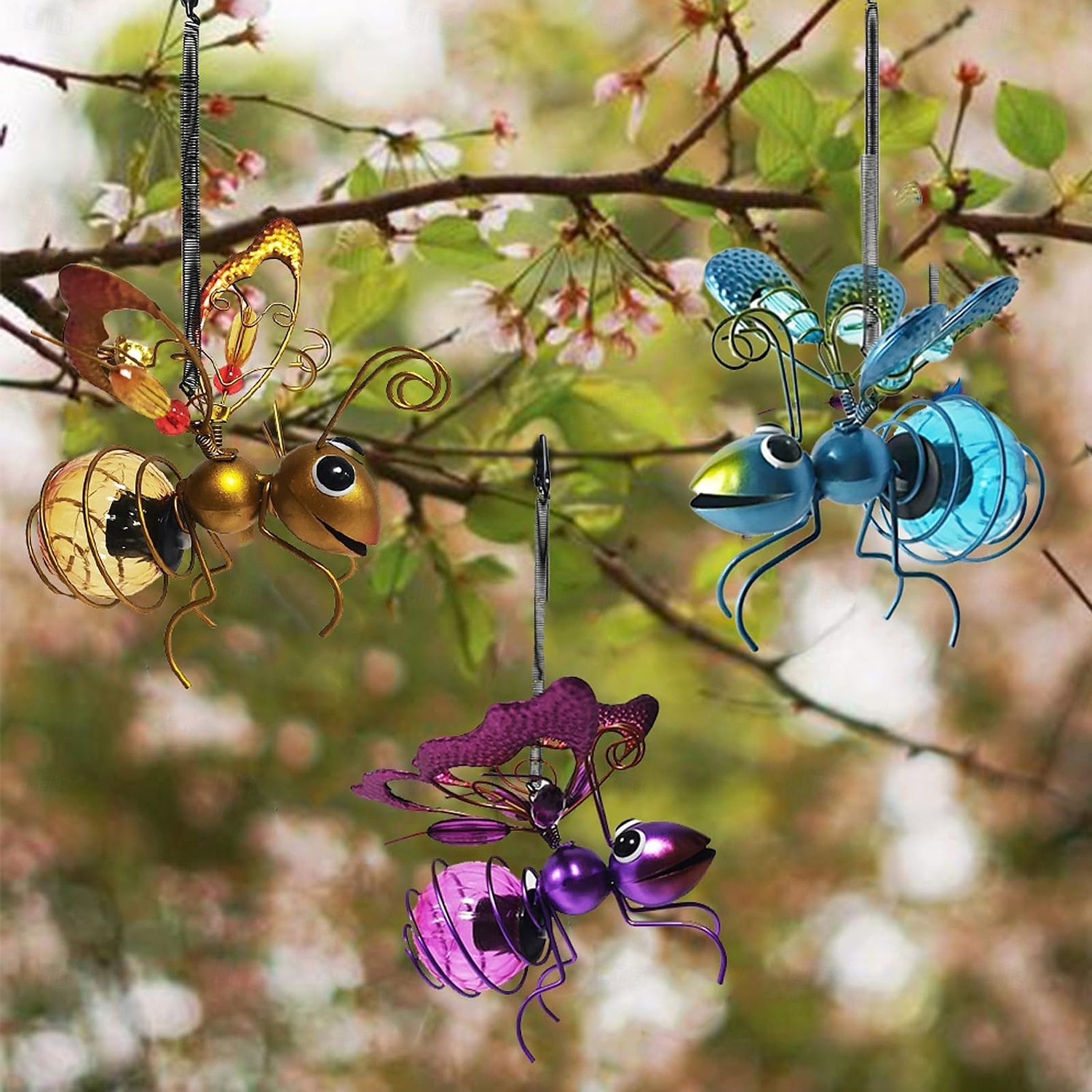 1 pz. Simulazione solare per esterni, insetto appeso, luce decorativa, ape dorata, libellula viola, farfalla blu, cortile, giardino, balcone, parco, arte in ferro, luce luminosa da paesaggio. del 2025 a $9.99 –P1