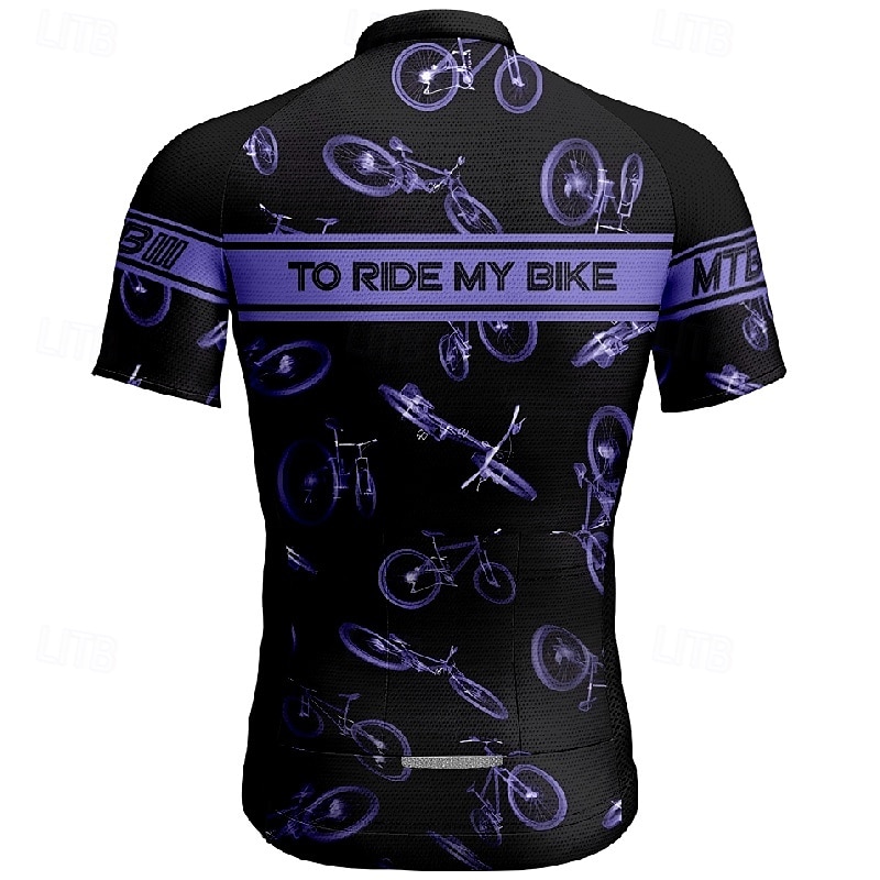Voor heren Wielrenshirt Korte mouw Fietsen T-shirt Shirt met 3 achterzakken Bergracen Ademend Sneldrogend Anatomisch ontwerp Lampenkatoen Geel Blauw Paars Sport Kleding 2025 - $25.99 –P2