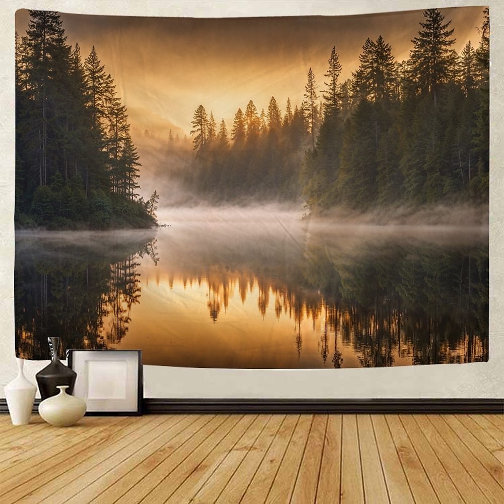 Magnificent Forest Waterfall Landscape Hanging Tapestry Mural Art Large Tapestry Mural Decoration Photos Background Carpet Curtains Home Bedroom Living Room Decoration 2025 - $13.99 –P6