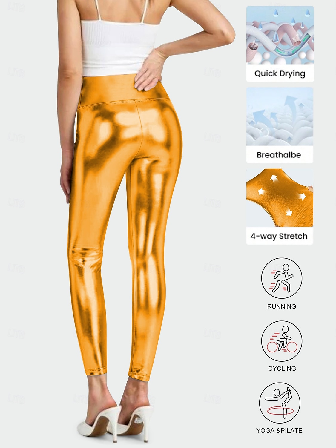 Retró 1970-es évek Hosszú Leggingek PU nadrág Diszkó Fényes latex patent Fémes Női Mindszentek napja Farsang Pride Parade Büszkeség hónapja Felnőttek Nadrágok Minden évszak 2025 - $20.99 –P10