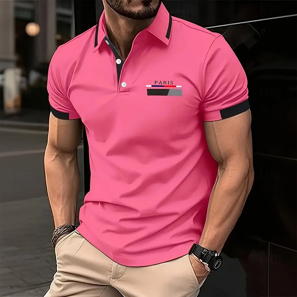 Homens Gráfico Pólo Manga Curta Camisas polo Camisas de colarinho Business casual Ao ar livre Escola Roupa Diária Impressão 3D Verão Azul Preto Rosa Escuro de 2026 por $26.99 –P1