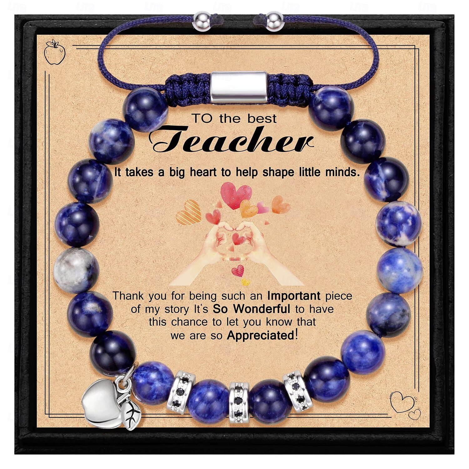 Pulseira de agradecimento ao professor, linda pulseira de argila ploymer feita à mão, amor, ensino, inspiração, carta, pulseira elástica com contas para mulheres, joias de volta às aulas, presente de de 2025 por $12.99 –P6