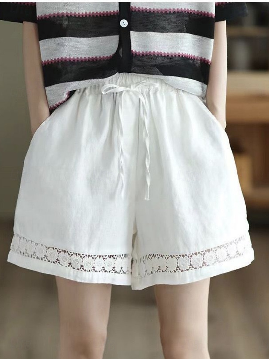 Mujer Pantalón corto Pantalones cortos de verano Pantalones cortos de playa Vacaciones Vintage Moda Corto Alta cintura Plano Correa Bolsillo Cintura elástica Comodidad Ligero Suave Microelástico 2026 - $19.99 –P13