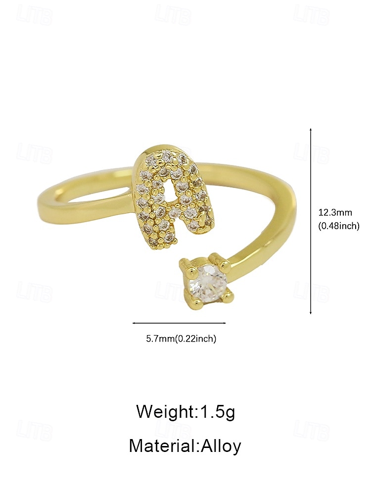 Gold Initial Ring for Women - Adjustable A-Z Alphabet Ring with Beads or Crystals - Personalized Name Jewelry for Everyday Wear, Graduation Season Gift or Special Occasion 2025 - $11.99 –P5