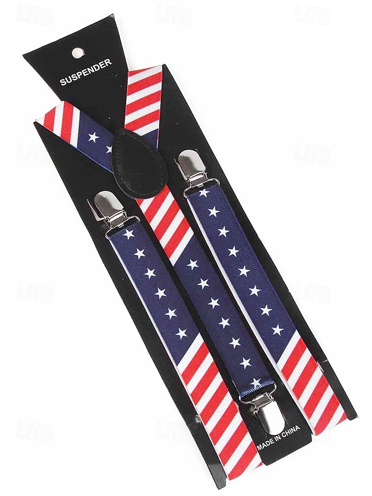 Men's American Flag Suspenders and Bow Tie Set – Patriotic Adjustable Y-Back Braces with Clips, Stars and Stripes Design, Independence Day 4th of July Outfit Accessory 2025 - $11.99 –P4
