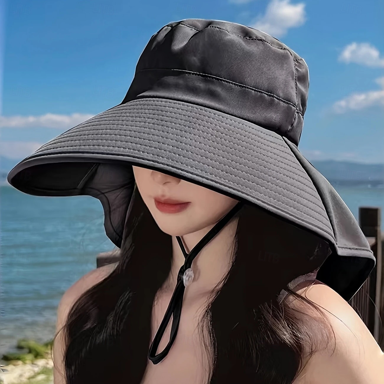 Breathable Polyester Women's Stylish Sun Protection Bucket Hat with Adjustable Drawstring Closure and Ponytail Hole for Outdoor & Casual Attire 2025 - $22.99 –P5