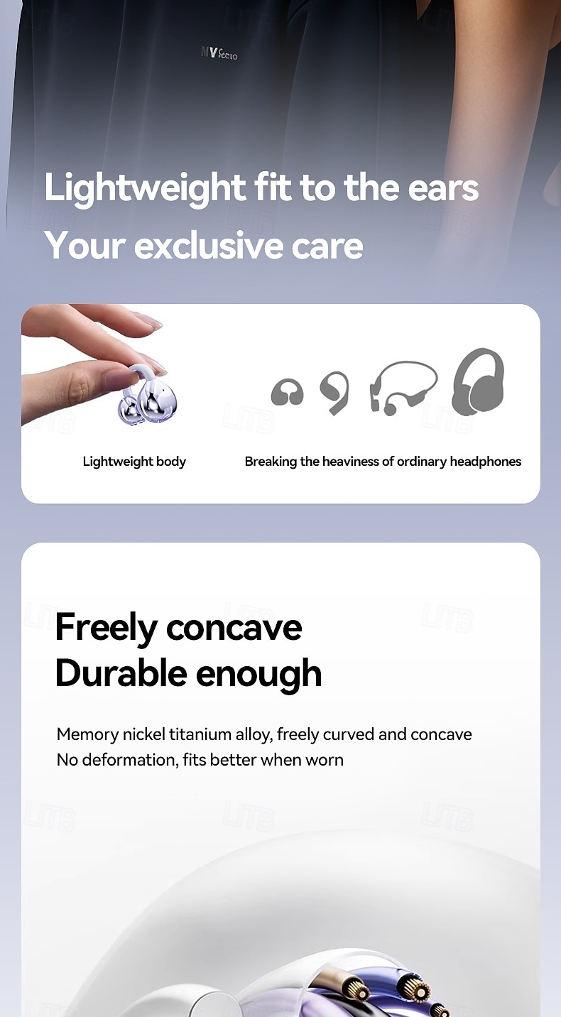 m91 hands free телефон гарнитура для вождения ушная клипса bluetooth 5.3 стерео объемный звук hifi для фитнеса тренажерный зал тренировки путешествия развлечения 2025 - $25.99 –P9