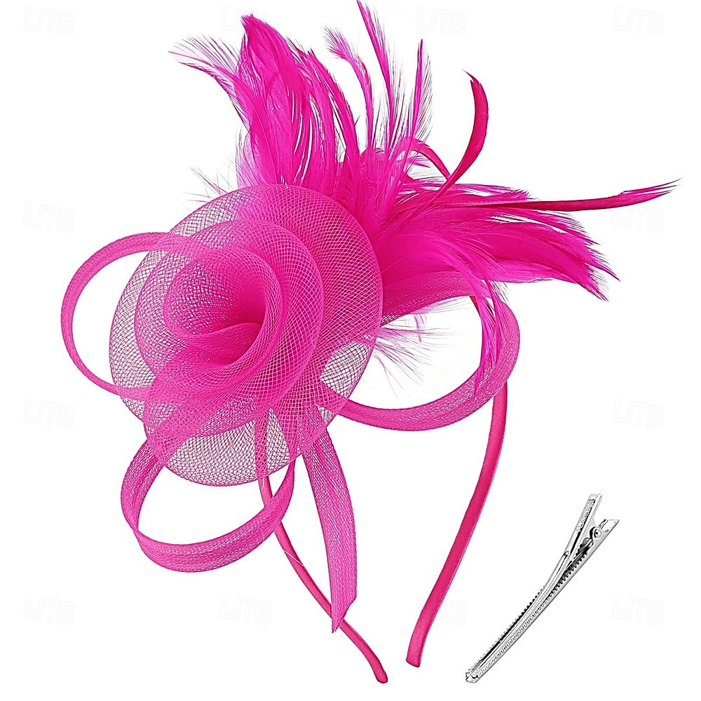 chapéus fascinators com penas para mulheres chapéus kentucky derby chapéu de igreja para festa do chá com faixa de cabeça e clipe de 2025 por $32.99 –P13