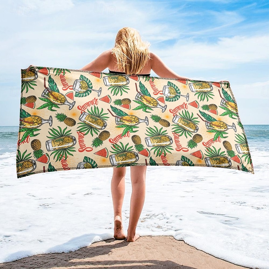 bedrucktes Strandtuch, leichte, schnelltrocknende, sandfreie Stranddecke, ideal für Reisen, Pool und den Einsatz im Freien 2025 - $10.99 –P16