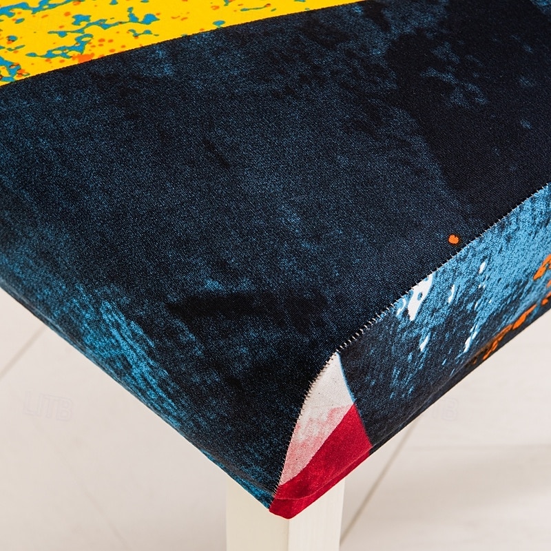 4/6 szt. elastycznych pokrowców na krzesła do jadalni, antypoślizgowych i modnych pokrowców na krzesła do jadalni, prostych geometrycznych nadruków, ochronnych pokrowców na krzesła do wystroju wnętrz, 2025 - $15.49 –P13