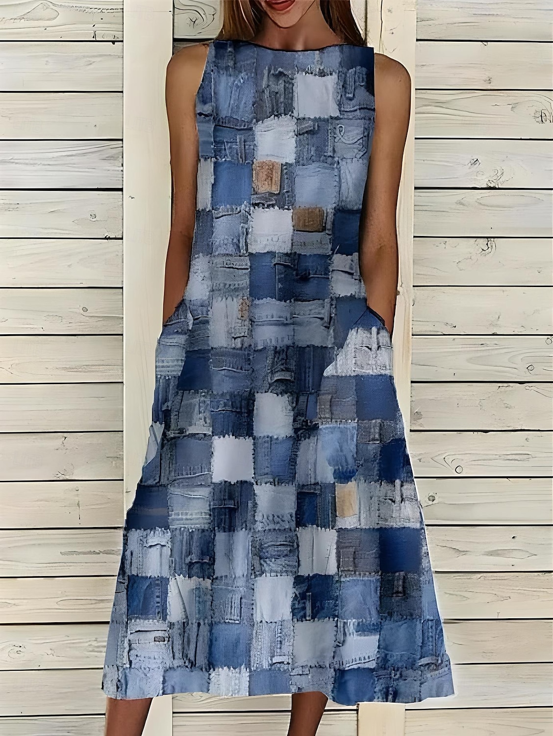 Damen Midikleid Sommerkleid A Linie Kleid Urlaub Lässig Cocktail Täglich Ferien Sommerkleid Normale Passform Grafik Geometrisch Ärmellos Rundhalsausschnitt Marineblau Königliches Blau Blau Himmelblau 2025 - $36.99 –P1