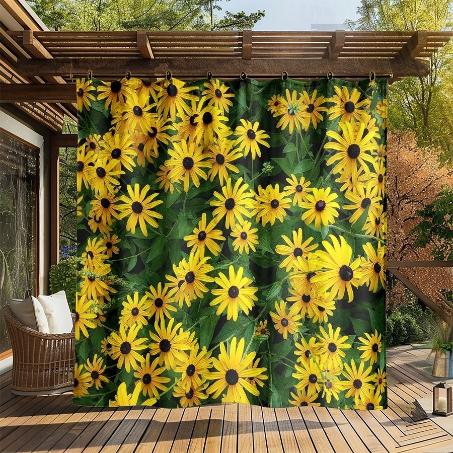 Vízálló Kültéri Függöny Magánélet Csúszó Teraszi Függöny Drappok Pergola Függönyök Gyűrűs 3D Nyári Margaréta Táj a Pavilonhoz Erkélyhez Teraszhoz Bulikhoz 1 Panel 2025 - $34.99 –P9