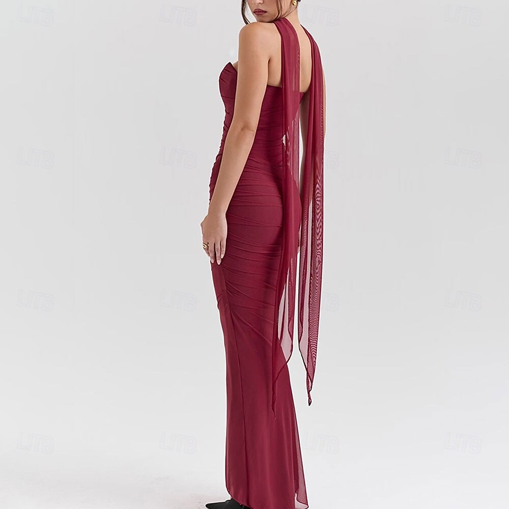 Mořská panna  trumpet quinceanera šaty elegantní šaty svatba svatební hosté dlouhé do podlahy bez rukávu bezramenné polyesterové bez zad s nařasením 2025 - $99.99 –P5