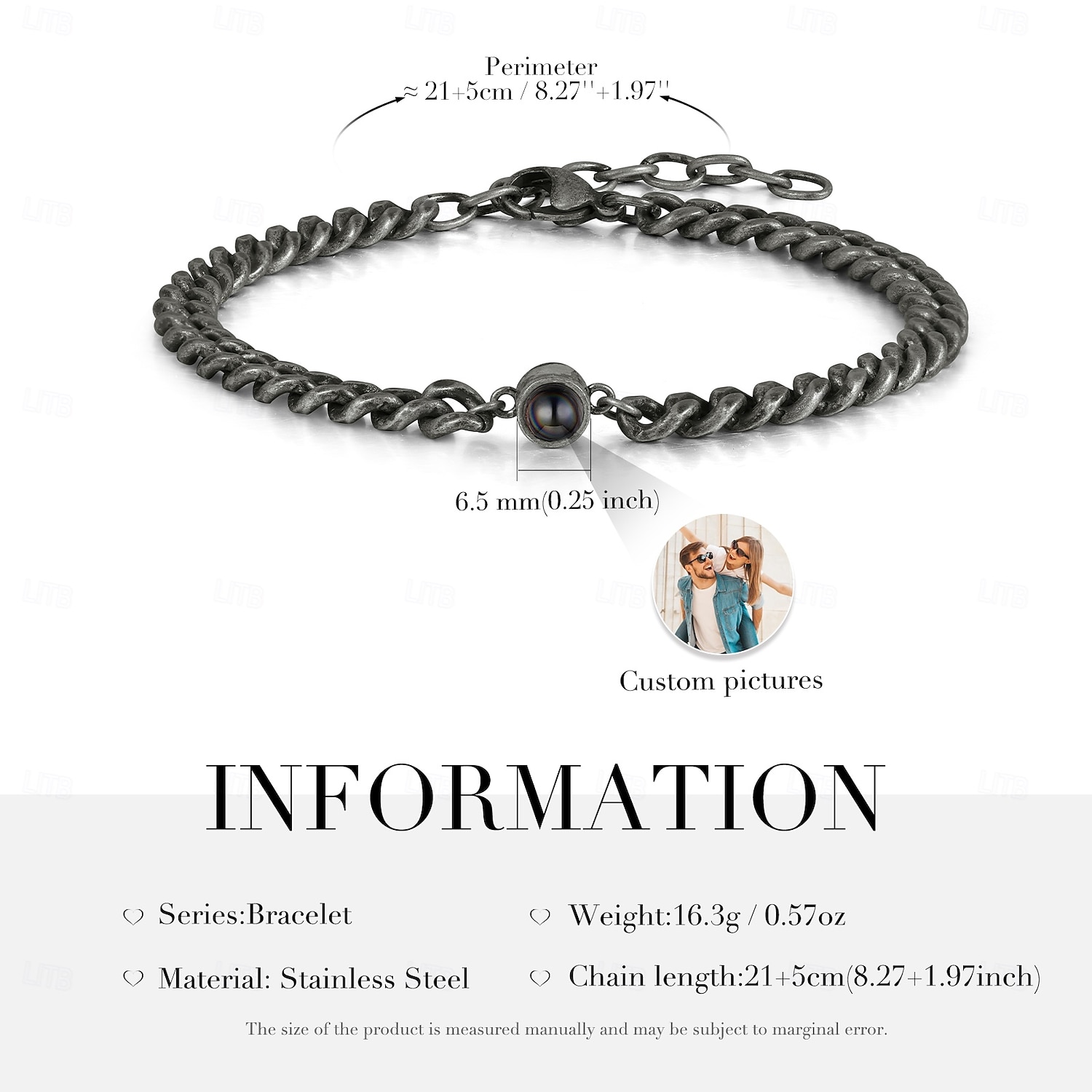 Personalized Projection Bracelet Custom Best Gift for Dad, Husband, Boyfriend, Unique Keepsake for Father's Day, Birthday, Valentine’s Day, Christmas 2025 - €20.99 –P1