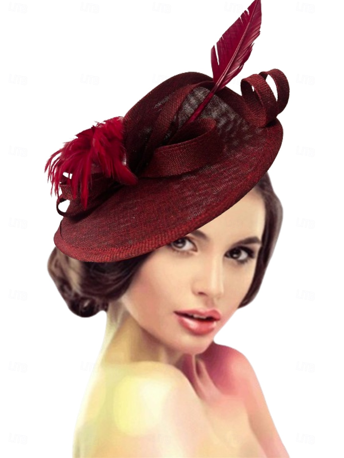 Coiffe Lin Chapeau Fedora Mariage Soirée Fête du thé Course de Chevaux Cocktail ancien Mignon Simple Avec Plume Casque Couvre-chef de 2025 ? $43.99 –P6