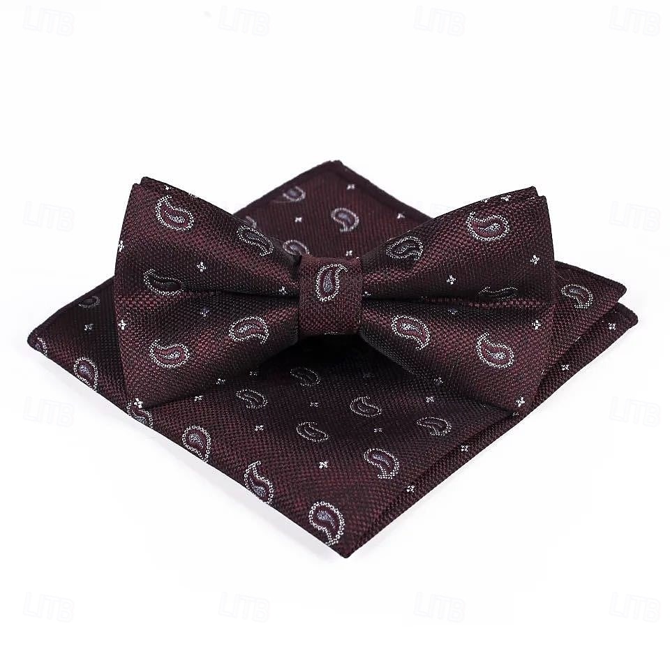 Corbata de Moño Vintage para Boda de Hombres Fiesta Regreso a Casa Corbata de Moño con Estampado Floral Burdeos Azul Marino Verde Oscuro 2025 - $15.99 –P4