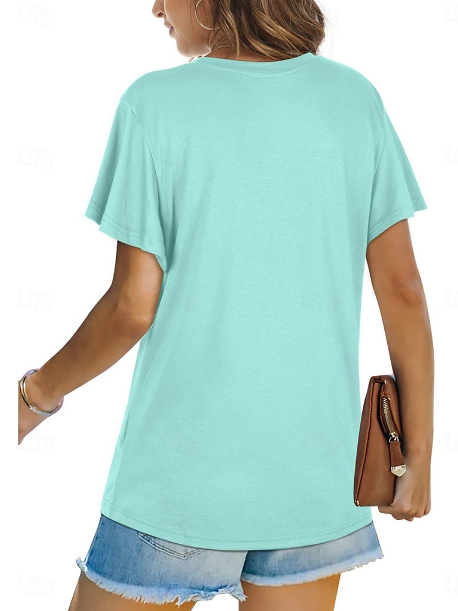 T-shirt femme de couleur unie Uni Classique Moderne Décontracté Manches courtes Col rond Hauts réguliers Quotidien Week-end Noir Blanc Vert clair Rose Bleu Été de 2025 ? $15.99 –P18