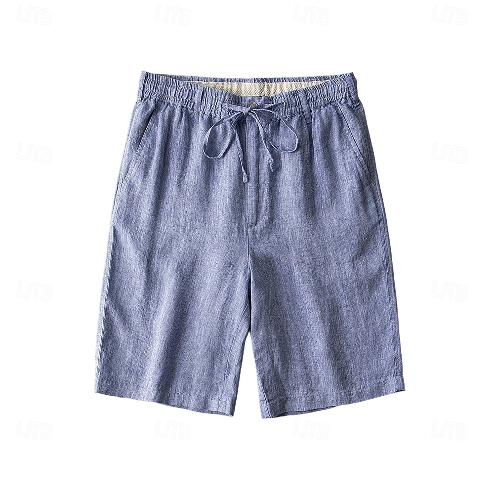 męskie szorty 100% lniane w jednolitym kolorze za kolano codzienne wakacje styl etniczny niebieski khaki 2025 - $41.99 –P9