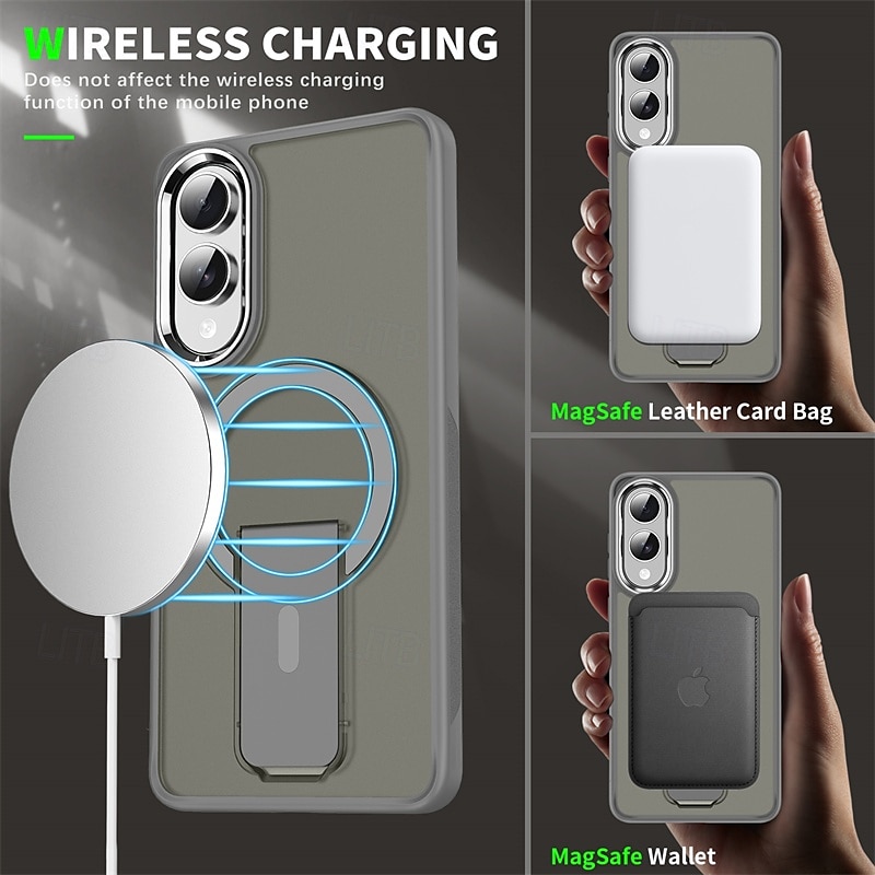 Чехол для телефона Samsung Galaxy S24 S24 Ultra Plus S23 Ultra S25 S25 Plus S25 Ultra с магнитной адсорбцией и подставкой полупрозрачный магнитный PC 2025 - $22.99 –P4