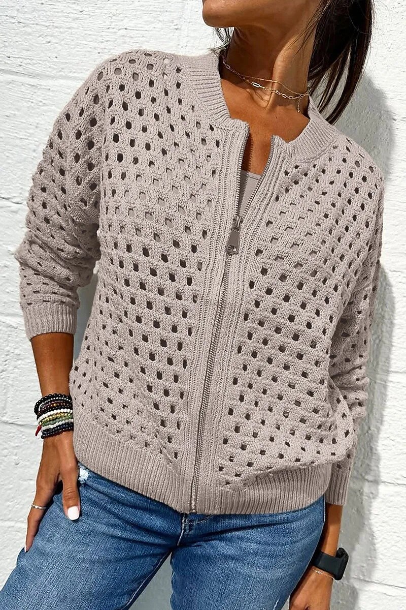 Damen Bluse Einfach Basic Modern Langarm Rundhalsausschnitt Normale Oberteile Täglich Ferien Ausgehen Reißverschluss Schwarz Weiß Rosa Wein Armeegrün Sommer 2025 - $35.99 –P2