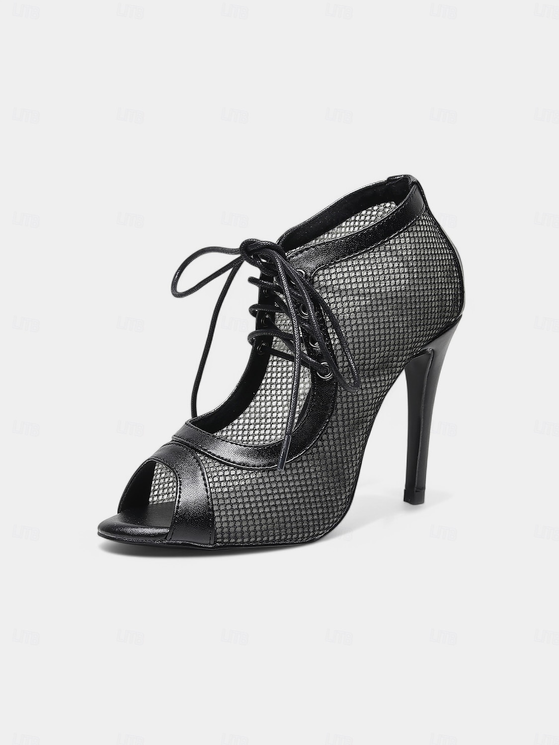 Escarpins de danse latine à lacets en maille noire pour femmes avec bout ouvert – chaussures de salsa à talons aiguilles respirantes pour la performance, la fête et l'entraînement de 2025 ? $64.99 –P1
