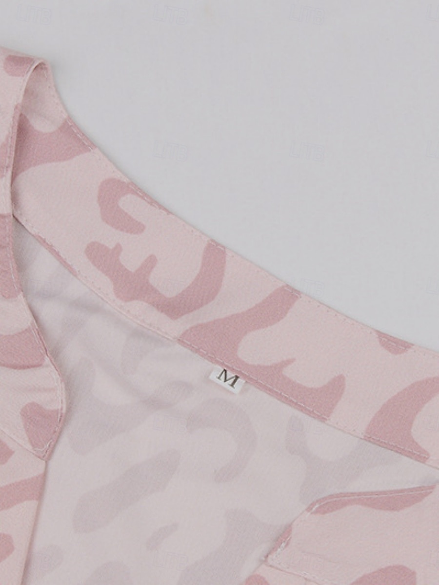 Dam Mini klänning Volangkjol Ledigt Utomhus Utekväll Lös passning Grafisk Leopard 3/4 ärm V-hals Svart Vit Rodnande Rosa Blå Sommar 2025 - $31.99 –P6