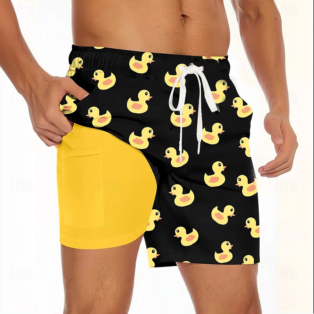 Voor heren dier Grappig Eend Gevoerde shorts 2 in 1 zwemshorts Zwemshorts Medium Taille Hawaii Vakantie Feestdagen Strand Kleding Zijzakken Met compressievoering Elastische tailleband met trekkoord 2025 - $21.99 –P1