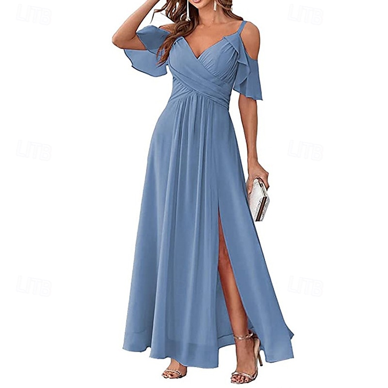 Femmes Robe Longue Maxi Robe Robe de Bal Robe de Soirée Robe de Cocktail Mode Soirée Occasion Spéciale Date Coupe régulière Uni Manche Courte Col en V Jaune Vert Claire Bleu Vert Été de 2025 ? $31.99 –P1