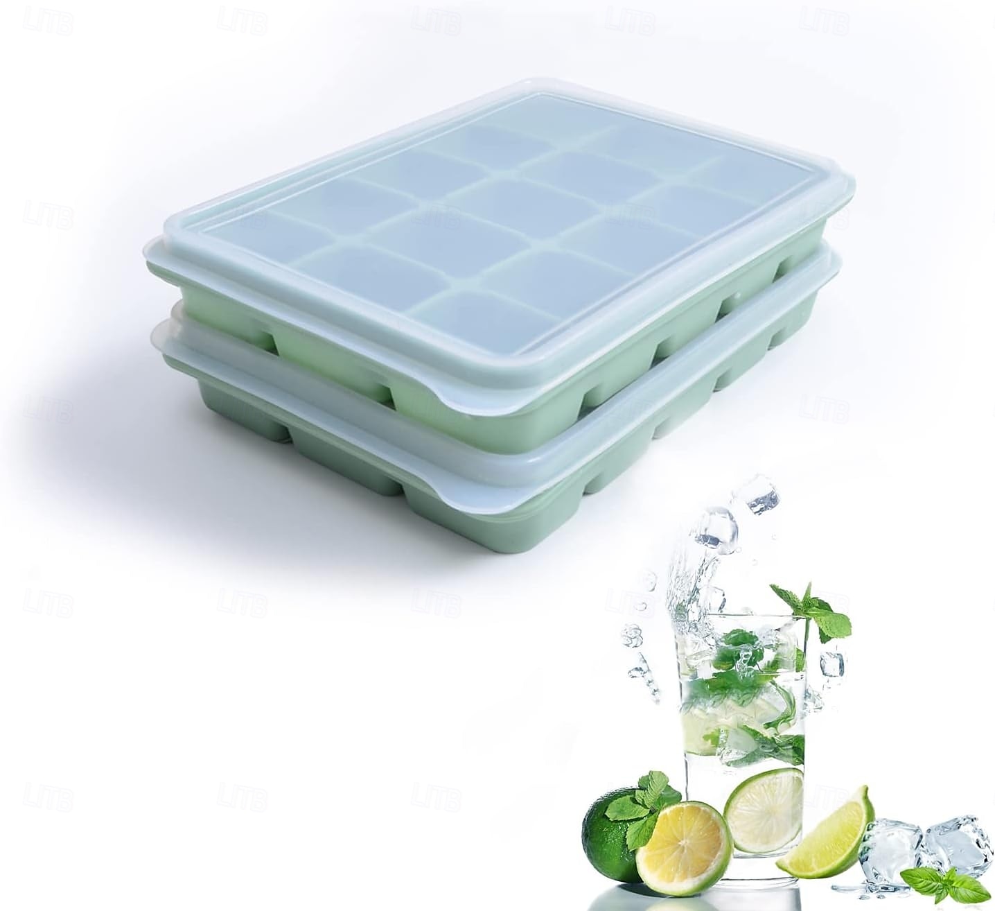 vaschette per cubetti di ghiaccio, facili da rimuovere, 15 stampi per cubetti di ghiaccio in silicone flessibile con coperchio rimovibile, riutilizzabili, impilabili per whisky, alimenti per bambini, del 2025 a $11.99 –P7