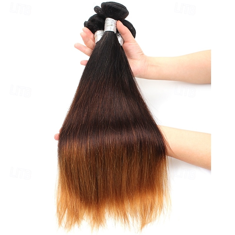 1 paczka prawdziwych ludzkich włosów tricolor t1b/4/27# proste ludzkie włosy 14-24 cali 2025 - $69.99 –P1