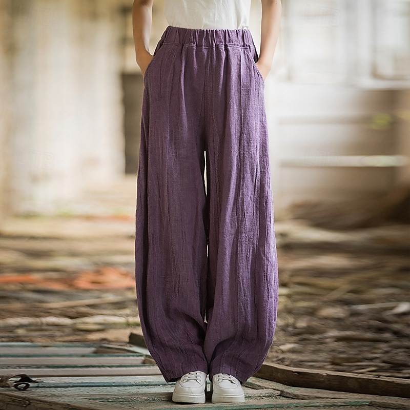 Per donna Pantaloni in cotone e lino Pantaloni Eleganti Moda Streetwear Lunghezza intera Naturale Tinta a nodi Tasca Elastico in vita Comodo All'aperto Confortevole All'aperto Vacanza Abbigliamento del 2025 a $48.99 –P6